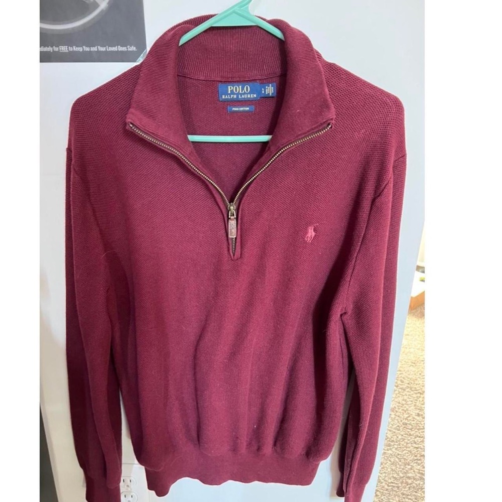 Polo Ralph Lauren Men's Half-Zip Pima Cotton Sweater, Red, Large
